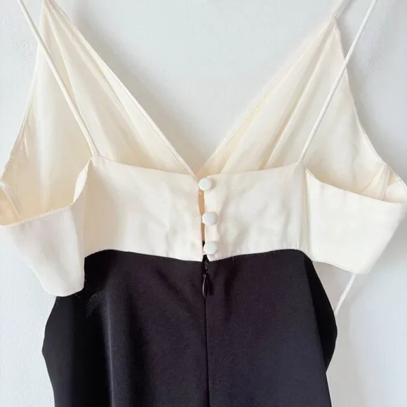 Zara Two Toned Cut Out Midi Dress NWT Black White Size Medium - Picture 12 of 13